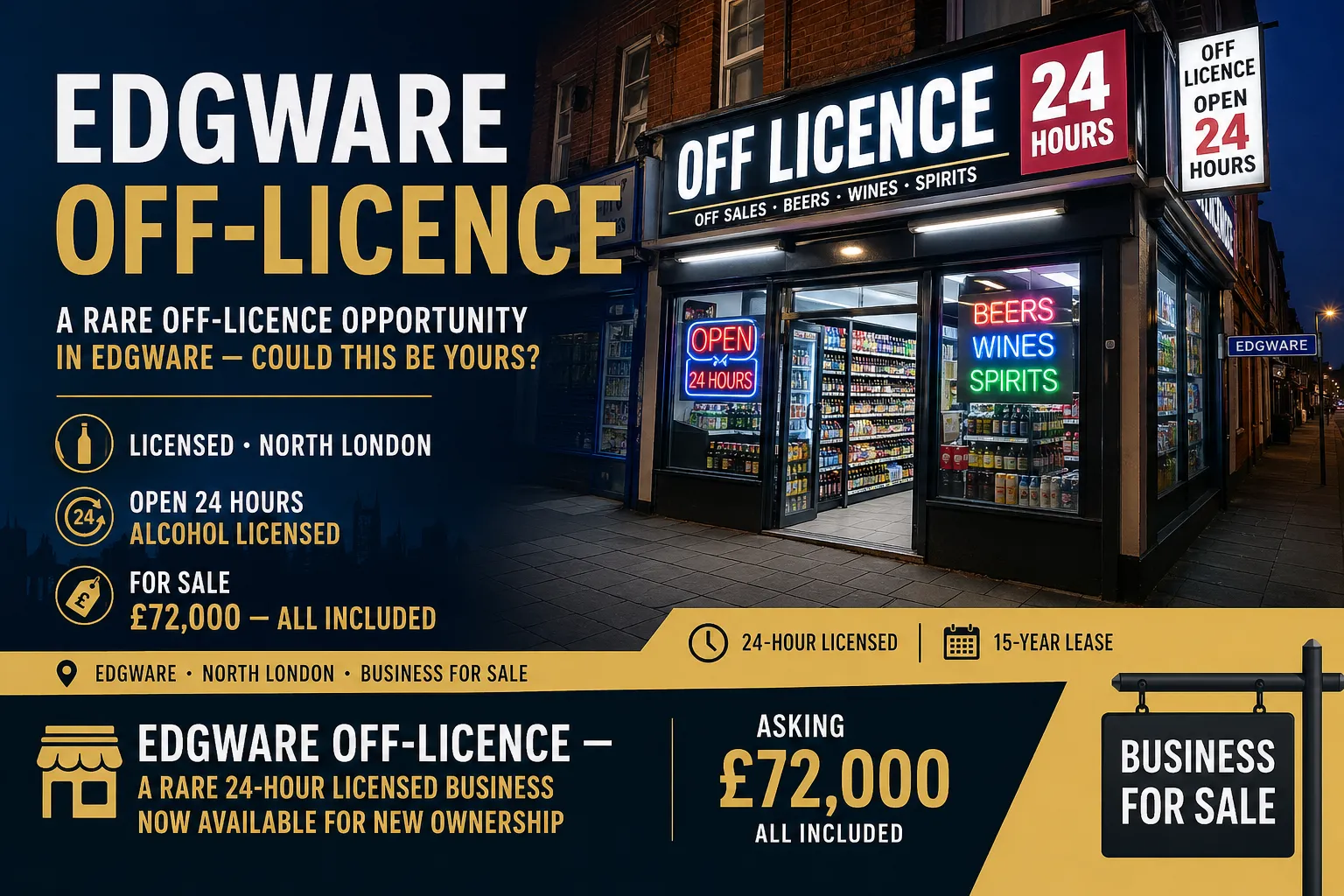 Off-Licence For Sale in Edgware — Could This Be Yours?