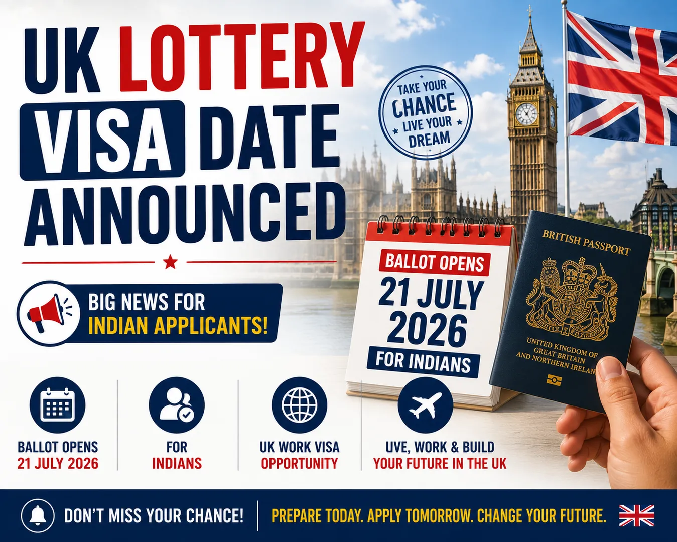 UK Lottery Visa Date Announced — Ballot Opens 21 July 2026 for Indians