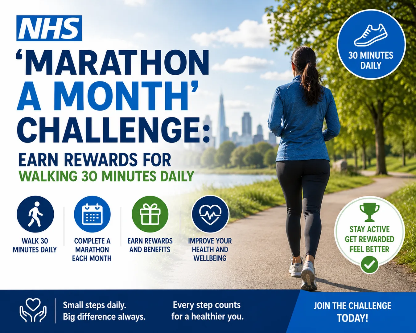 NHS Will Pay You to Walk — 30 Minutes a Day, Marathon a Month Challenge